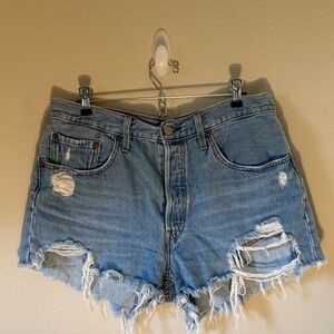 Levi's Light Blue Distressed Jean Shorts
